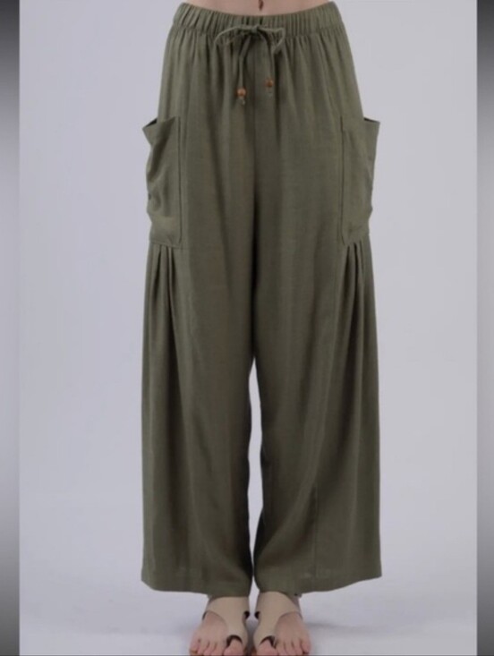 new in Pants - Relaxed Olive Drawstring Joggers for Women